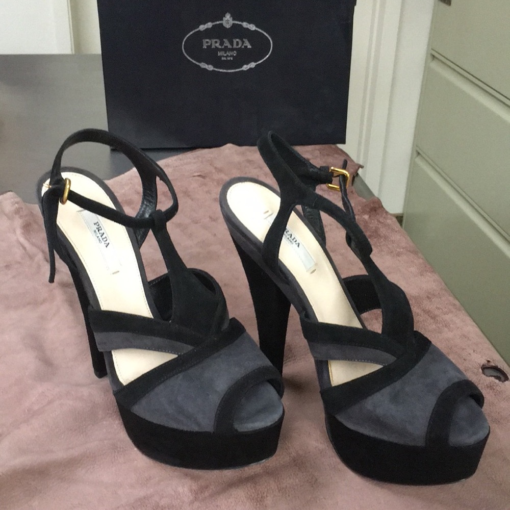 Prada Suede Platform T-Strap - Picture 2 of 8